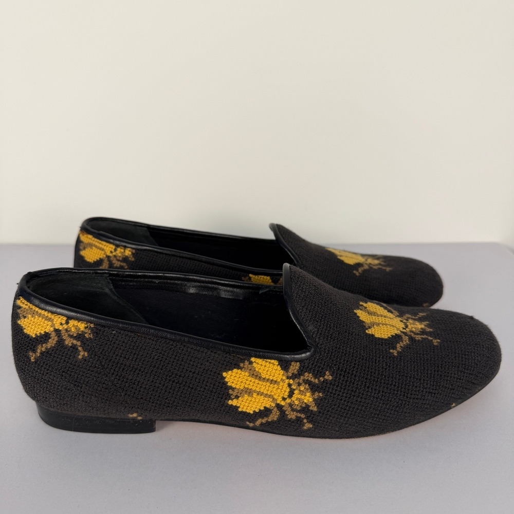 Vintage Zalo Needlepoint Bee Loafers Womens Size 8 Grandmillennial Made in Spain - Picture 4 of 10